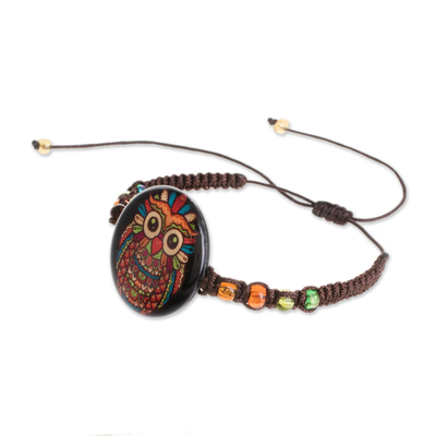 Curated gift set, 'Sharing Wisdom' - Curated Owl Gift Set with Sculpture Bracelet & 6 Worry Dolls