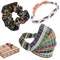 Curated gift set, 'Boho Bliss' - Upcycled Cotton Scrunchie and 2 Headbands Curated Gift Set