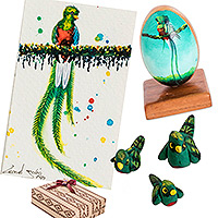 Kuratiertes Geschenkset „Quetzal Splendor“ – Kuratiertes Quetzal-Vogel-Geschenkset mit 5 Artikeln aus Guatemala
