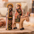 Esculturas de madera de pino (juego de 2) - Conjunto de 2 Esculturas de la Sagrada Familia en Madera de Pino Talladas a Mano