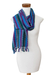 Cotton scarf, 'colours of the Lake' - colourful Hand-Woven Cotton Scarf with Stripes and Fringes