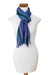 Cotton scarf, 'colours of the Lake' - colourful Hand-Woven Cotton Scarf with Stripes and Fringes
