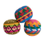Cotton hacky sacks, 'Cheerful Orbs' (set of 3) - Set of 3 Colorful Patterned Crocheted Cotton Hacky Sacks