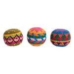 Cotton hacky sacks, 'Cheerful Orbs' (set of 3) - Set of 3 Colorful Patterned Crocheted Cotton Hacky Sacks