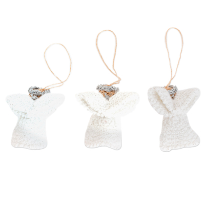 Adornos de algodón de ganchillo (juego de 3) - Conjunto de 3 adornos de algodón de ganchillo con motivo de ángel