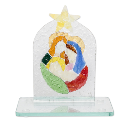 Floatglas-Wohnakzent - Handgefertigter religiöser Floatglas-Wohnakzent in Rot und Grün