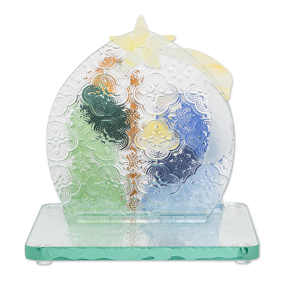 Belén de cristal flotado - Belén de cristal flotado en tonos cálidos pintado a mano