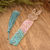 Resin bookmark, 'Bunny Legends' - Handmade Bunny-Themed Resin Bookmark with Turquoise Tassel