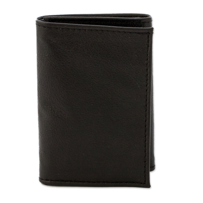 Herrenbrieftasche aus recyceltem Leder - Umweltfreundliche Herren-Geldbörse aus recyceltem Leder in Schwarz