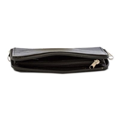 Recycled leather wallet, 'Practical Elegance' - Eco-Friendly Recycled Leather Wallet with Zipper Closure