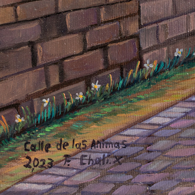 'Las Animas Street IV' - Oil Realist Painting of Las Animas Street in Guatemala