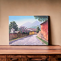 'Calle Las Animas V' - Pintura Realista de la Calle Las Animas en Antigua Guatemala