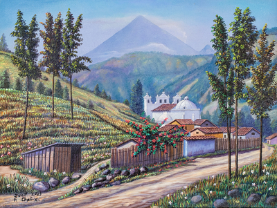 'Zunil Town' - Realist Painting of Rural Town of Zunil from Guatemala