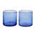 Vasos de jugo soplados a mano, (par) - Vasos de jugo azules reciclados, soplados a mano y ecológicos (par)