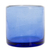 Vasos de jugo soplados a mano, (par) - Vasos de jugo azules reciclados, soplados a mano y ecológicos (par)