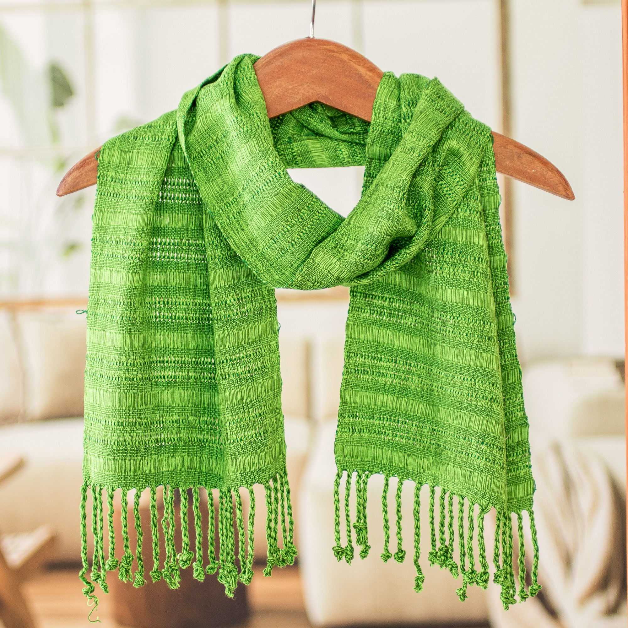 Guatemalan Handwoven Bamboo Chenille Infinity Scarf