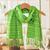 Bufanda de rayón - Bufanda de rayón tejida a mano de bambú con flecos en verde