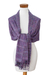 Cotton scarf, 'Mystic Magenta' - Purple Textured Fringed Cotton Scarf Hand-Woven in Guatemala