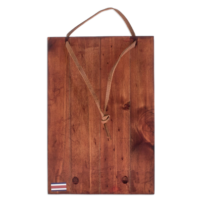 Wood coat rack, 'Om Spaces' - Handcrafted Green Om Teak Wood and Glass Mosaic Coat Rack