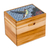 Wood decorative box, 'Mosaically Majestic' - Glass Hummingbird Mosaic Teak Wood Decorative Box