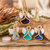 Adornos de algodón (juego de 5) - Juego de 5 adornos de ángeles de madera y hechos a mano en tonos azules