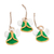 Cotton ornaments, 'Harmonious Creation' (set of 3) - Set of 3 Handcrafted Green Cotton and Wood Angel Ornaments