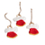 Cotton ornaments, 'Lovely Creation' (set of 3) - Set of 3 Handcrafted Red Cotton and Wood Angel Ornaments
