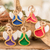 Adornos de algodón (juego de 5) - Conjunto de 5 adornos de ángeles de madera y coloridos hechos a mano
