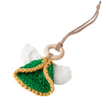 Cotton ornaments, 'Great Hope' (set of 5) - Set of 5 Handmade Colorful Cotton and Wood Angel Ornaments