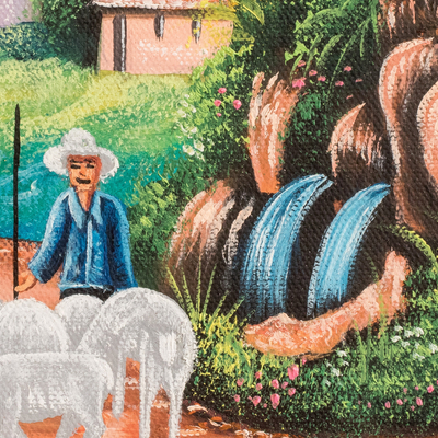 'Country Day' - Pintura de paisaje rural al óleo impresionista firmada