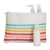 Handwoven toiletry bag, 'Rainbow on White' - colourful Striped Hand-Woven Recycled Vinyl Cord Toiletry Bag