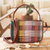 Faux leather-accented cotton shoulder bag, 'Paths of This Land' - Faux Leather-Accented Colorful Striped Cotton Shoulder Bag