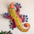 Steel wall art, 'Festive Lizard' - Hand-Painted Tropical Lizard Steel Wall Art from El Salvador
