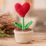 Crocheted home accent, 'Harvest of Love' - Handcrafted Heart-Themed Crocheted Cotton Home Accent