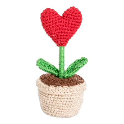 Crocheted home accent, 'Harvest of Love' - Handcrafted Heart-Themed Crocheted Cotton Home Accent