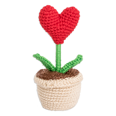 Crocheted home accent, 'Harvest of Love' - Handcrafted Heart-Themed Crocheted Cotton Home Accent