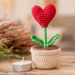 Crocheted home accent, 'Harvest of Love' - Handcrafted Heart-Themed Crocheted Cotton Home Accent