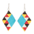 Glass beaded dangle earrings, 'Geometric Fest' - Handmade Colorful Geometric Glass Beaded Dangle Earrings