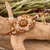 Beaded hairpin, 'Coffee Crop' - Handcrafted Brown & Golden Beaded Hairpin with Wooden Stick