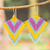 Glass beaded dangle earrings, 'Bold Signals' - Handcrafted Yellow and Pink Glass Beaded Dangle Earrings