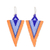 Glass beaded dangle earrings, 'Blue & Orange Directions' - Handcrafted Triangular Blue and Orange Dangle Earrings