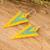 Glass beaded dangle earrings, 'Yellow & Aqua Directions' - Handcrafted Triangular Yellow and Aqua Dangle Earrings