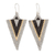 Glass beaded dangle earrings, 'Black & Grey Directions' - Handcrafted Triangular Black and Grey Dangle Earrings