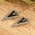 Glass beaded dangle earrings, 'Black & Grey Directions' - Handcrafted Triangular Black and Grey Dangle Earrings