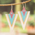 Glass beaded dangle earrings, 'White & Sky Blue Directions' - Handcrafted Triangular White and Sky Blue Dangle Earrings