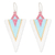 Glass beaded dangle earrings, 'White & Sky Blue Directions' - Handcrafted Triangular White and Sky Blue Dangle Earrings