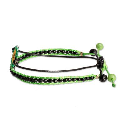 Glass beaded friendship bracelets, 'Avocado Bond' (set of 2) - Set of 2 Avocado Green Glass Beaded Friendship Bracelets