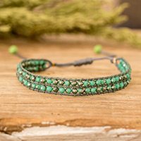 Armband mit Kristallperlen, „Waterfall Way“ – handgefertigtes Armband mit grauen und grünen Kristallperlen