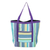 Cotton shopping bag, 'Sustainable Sensations' - Striped Cotton Shopping Bag in Purple and Green Hues