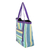 Cotton shopping bag, 'Sustainable Sensations' - Striped Cotton Shopping Bag in Purple and Green Hues